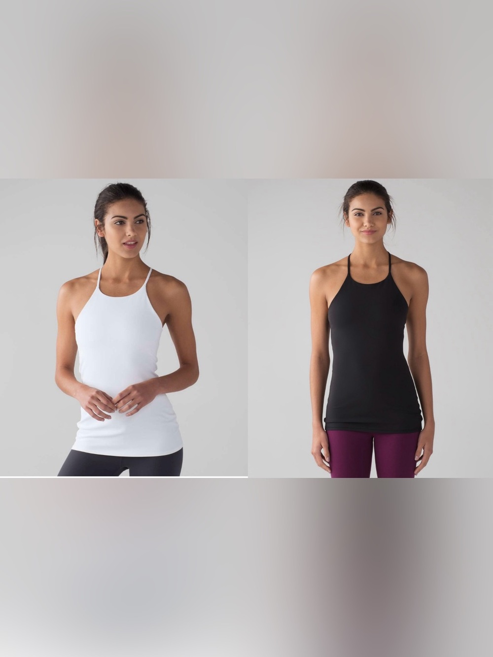 Lululemon Sun Setter High-Neck Y Racerback Tank Tops White & Black 2 Pack size 8